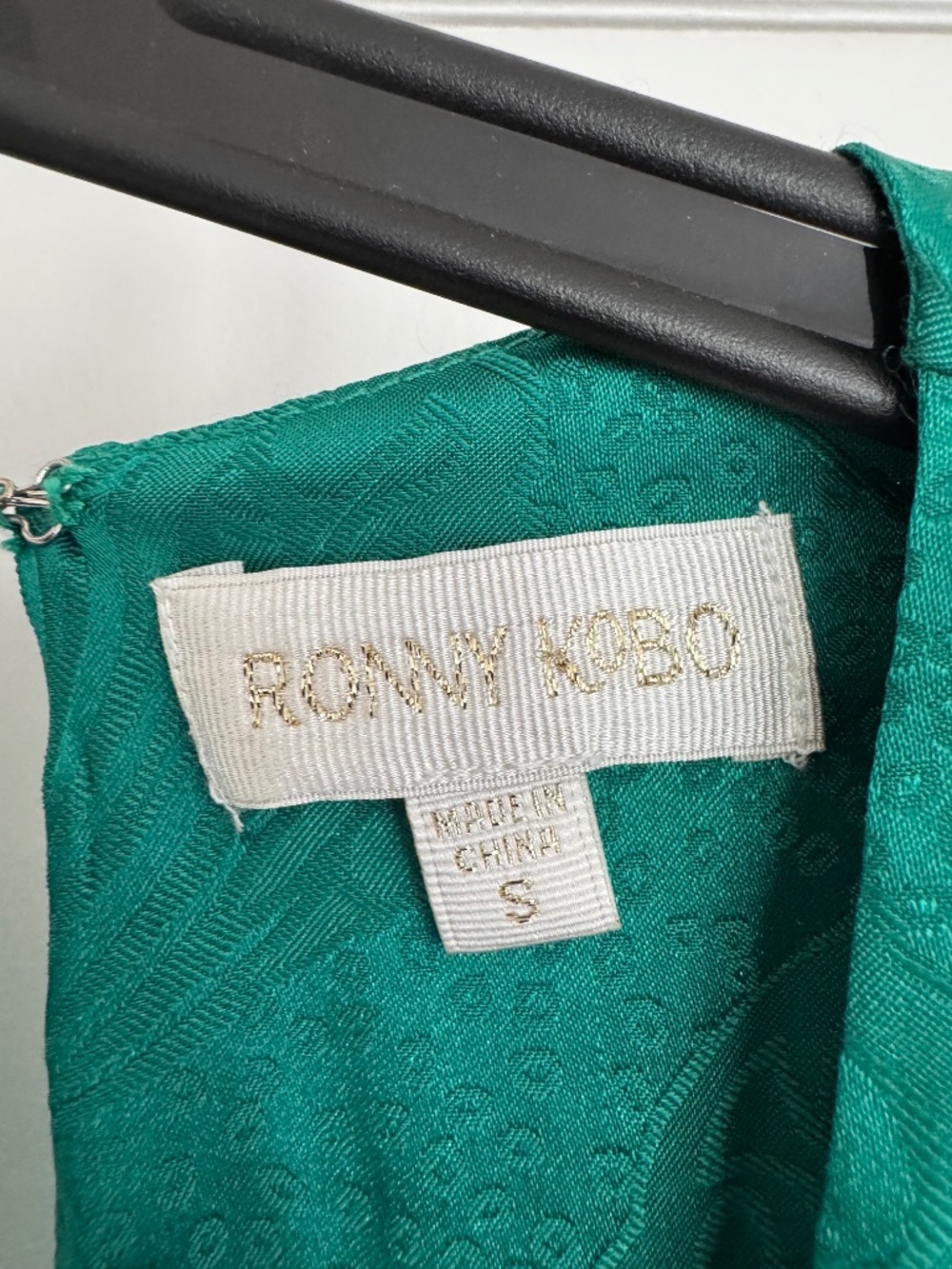 Ronny Kobo Emerald Green Satin Midi Wedding Guest Dress Formal, Small - Picture 5 of 6